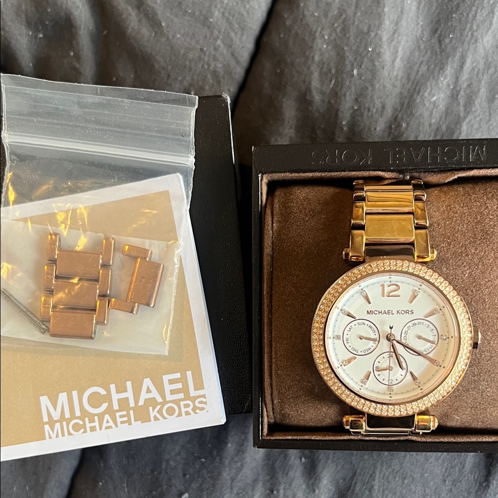 Michael Kors Gold-Tone Watch with Crystal Bezel - Picture 6 of 6